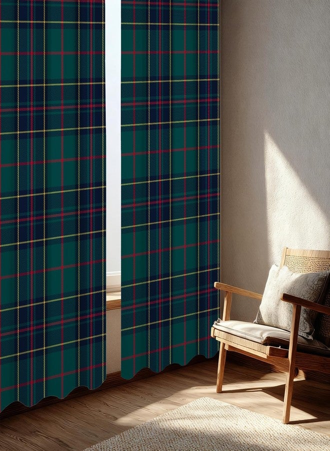 Batmerry Tartan Plaid Blackout Curtains for Bedroom, Green Scottish Fabric Kilt Twill Woven Grommet Top Drapes Thermal Insulated Window Curtains, Set of 2 Panels, 52x84 inches - Image 3